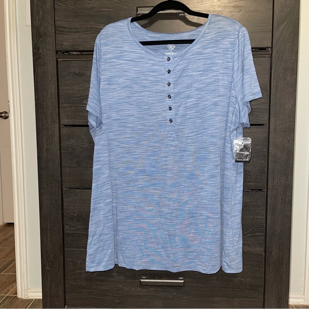 Torrid Happy Camper Size 3 Light Blue Henley NWT
